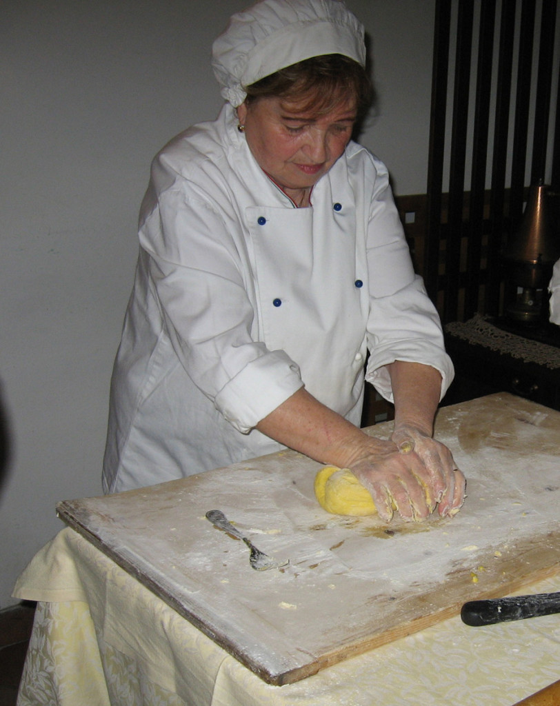 Kneading dough for strangozzi