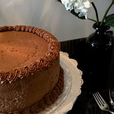 Walnut Torta with Chocolate Whipped Cream Frosting