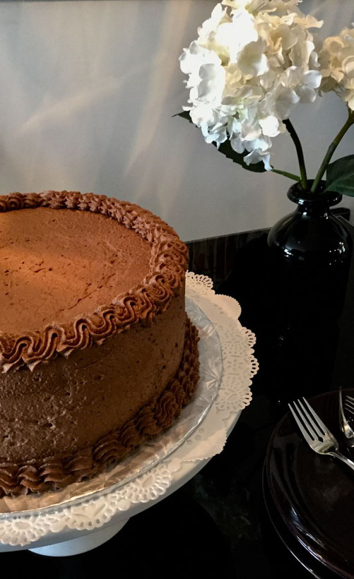 Walnut Torta with Whipped Chocolate Cream Frosting