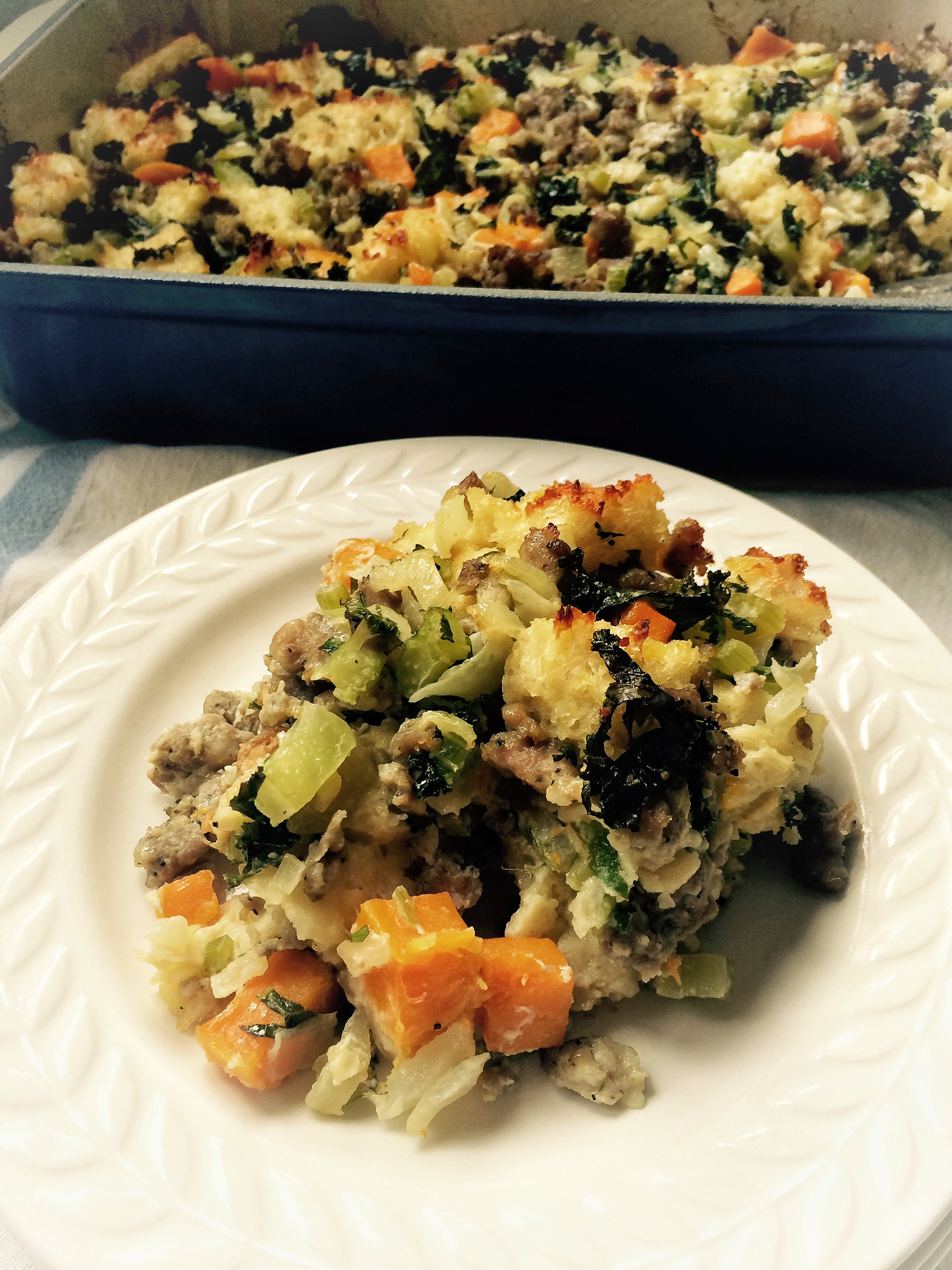 Italian stuffing with kale and butternut squash